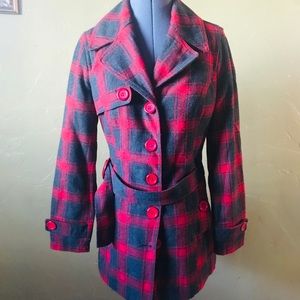 Joujou Plaid Red & Black Coat Size M